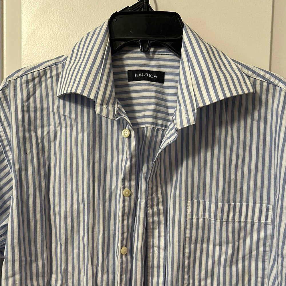 Nautica Men's Blue Striped Shirt